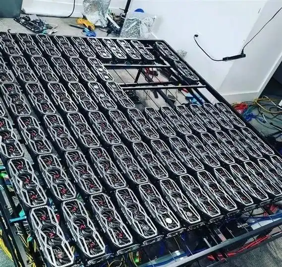 A modern Bitcoin mining farm powered by solar panels in the French countryside